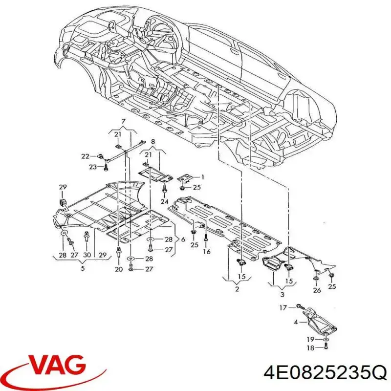 Compre 4E0825235Q VAG Proteção de motor, de panela (da seção de motor)