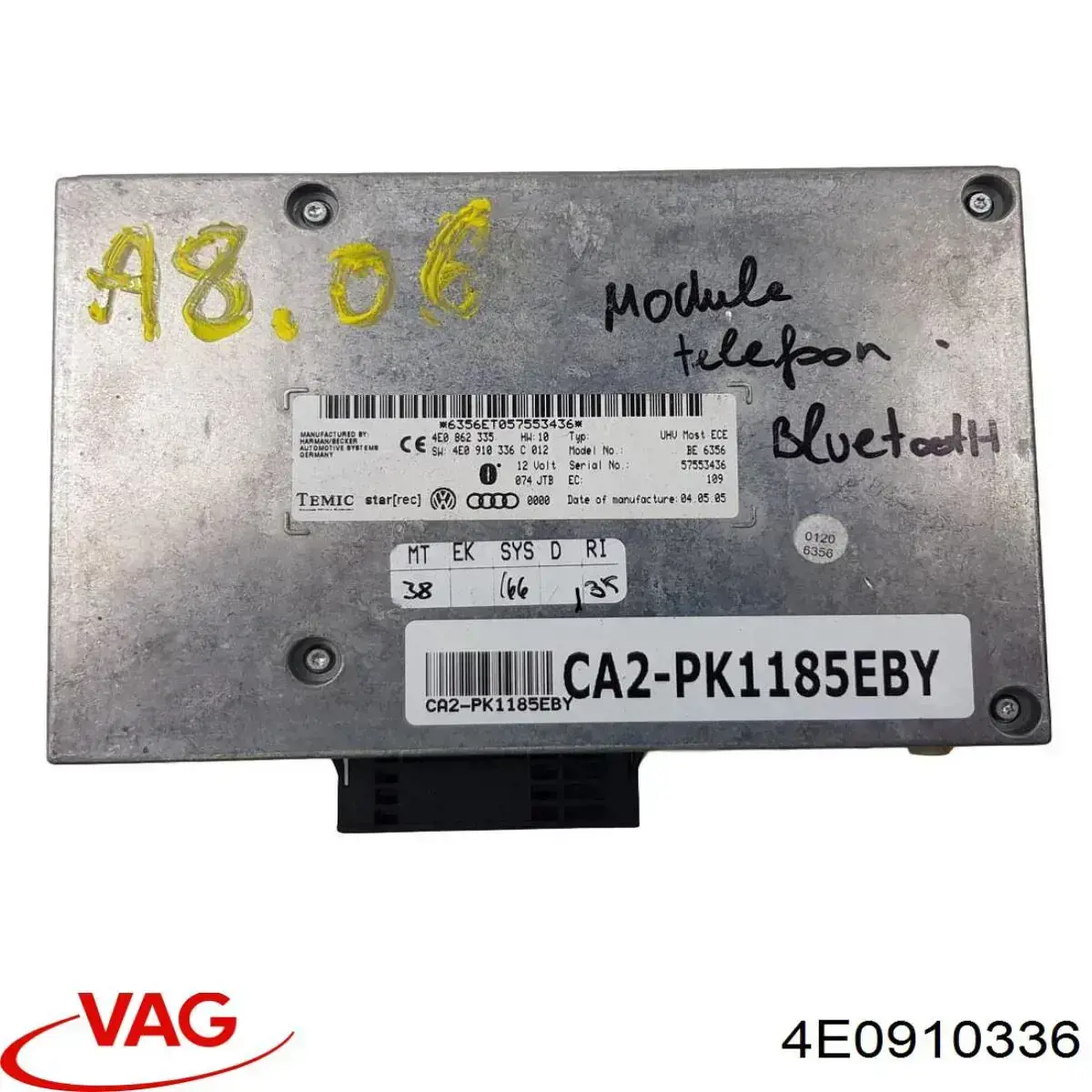 Unidade de controlo Bluetooth 4E0910336 VAG