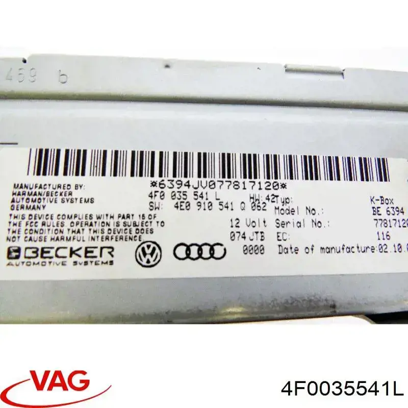 4F0035541L VAG Unidade de controlo multimídia