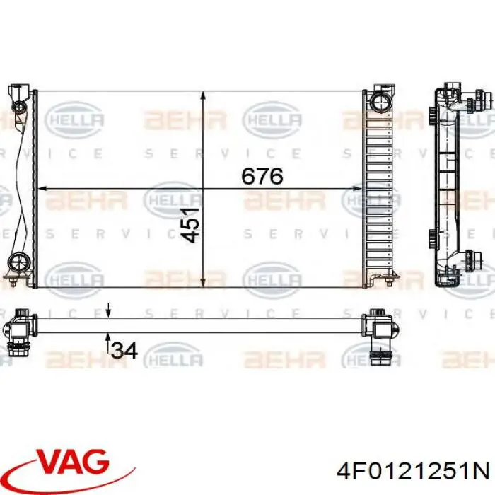 Compre 4F0121251N VAG Radiador de esfriamento de motor