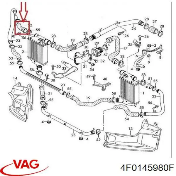 4F0145980F VAG Mangueira (cano derivado) de intercooler