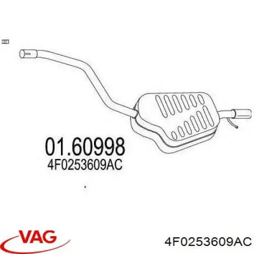 Silenciador, parte traseira VAG 4F0253609AC preço, a partir de 878,57 USD