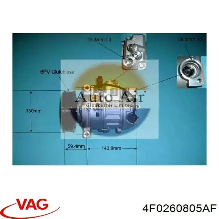 Compre 4F0260805AF VAG Compressor de aparelho de ar condicionado