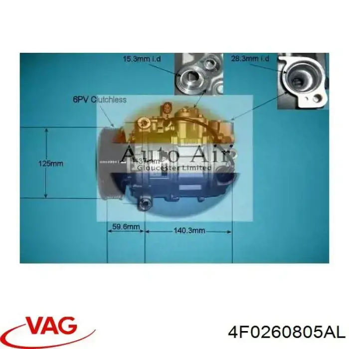 4F0260805AL VAG Compressor de aparelho de ar condicionado