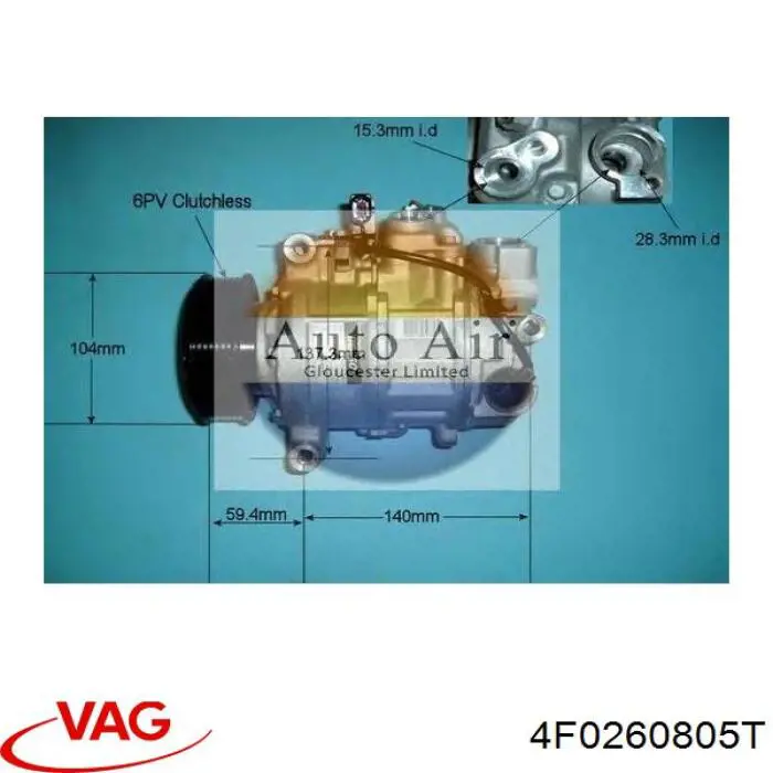 4F0260805T VAG Compressor de aparelho de ar condicionado