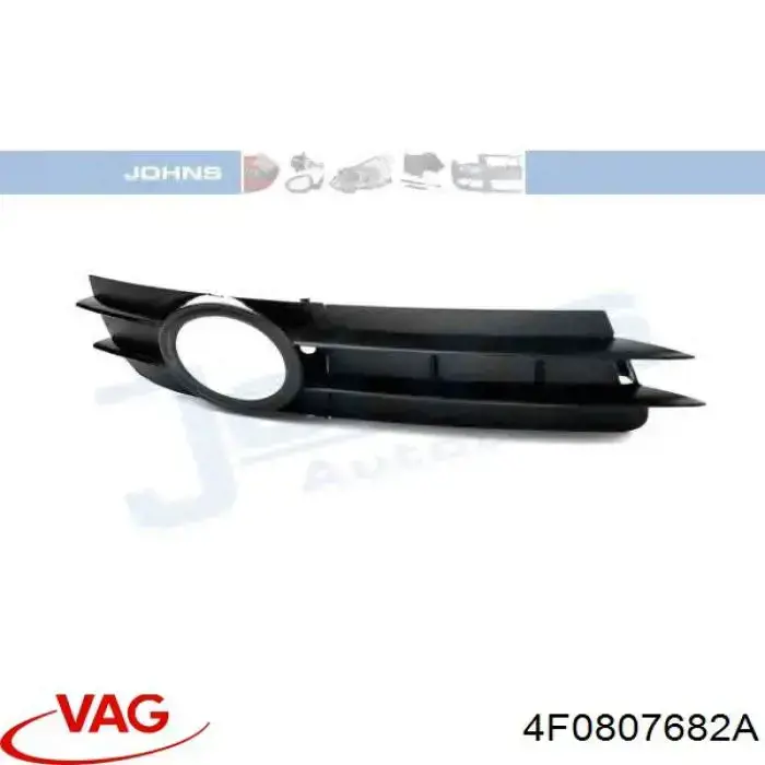 4F0807682A VAG Grelha direita do pára-choque dianteiro