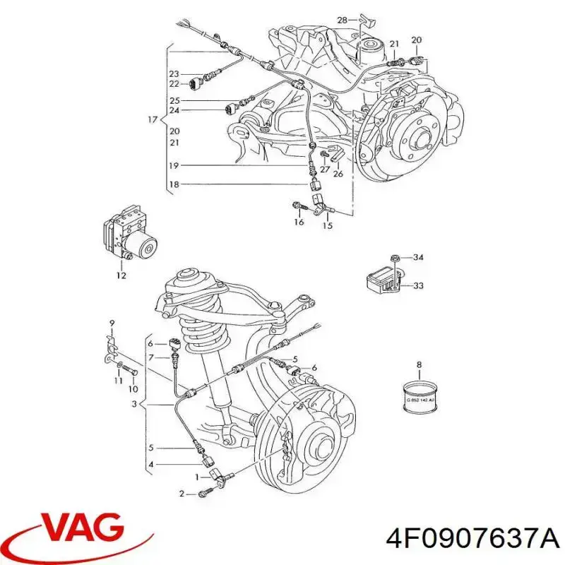 4F0907637A VAG Sensor de aceleração transversal (ESP)
