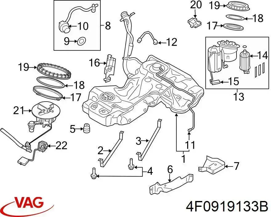 Vedante de sensor do nível de combustível/da bomba de combustível (tanque de combustível) VAG 4F0919133 preço, a partir de 23,97 USD