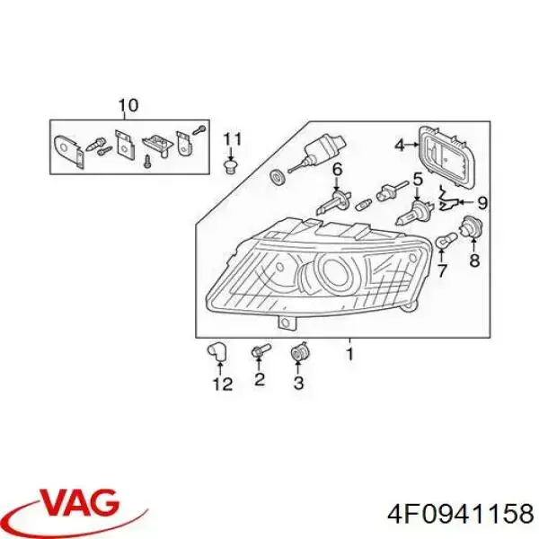 Tampa da luz direita VAG 4F0941158 preço, a partir de 26,32 USD