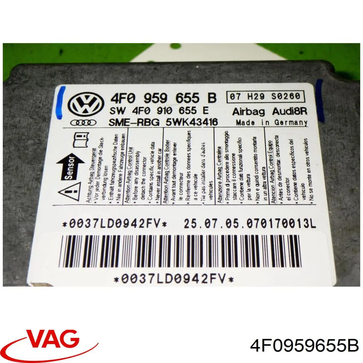 Módulo processador de controlo da bolsa de ar (Centralina eletrônica AIRBAG) VAG 4F0959655B preço, a partir de 56,28 USD