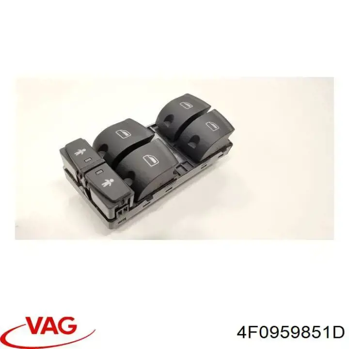4F0959851D VAG Unidade de botões dianteira esquerda de controlo de elevador de vidro