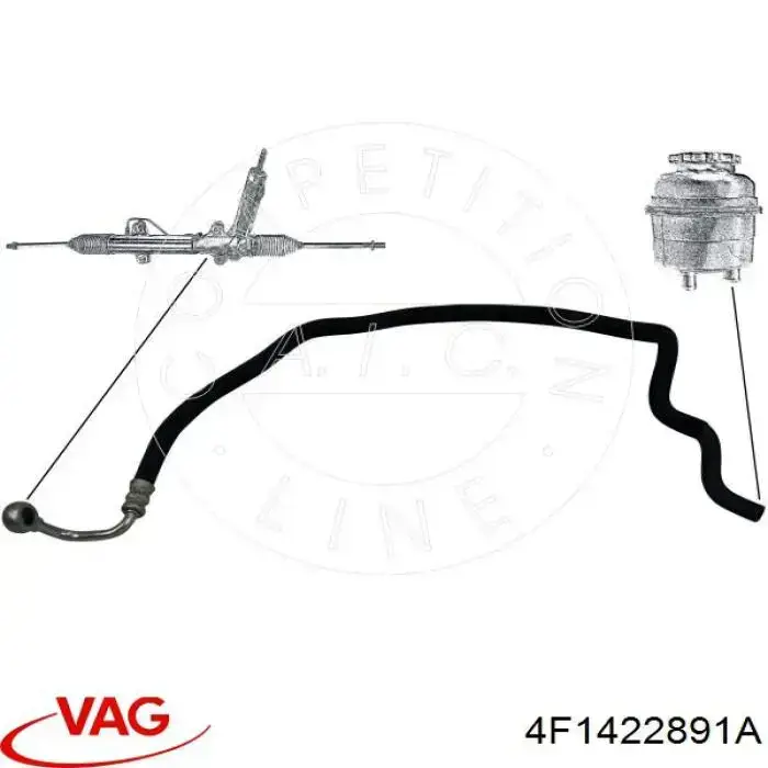 Compre 4F1422891L VAG Mangueira da Direção hidrâulica assistida de pressão baixa, desde a cremalheira (do mecanismo) até o radiador
