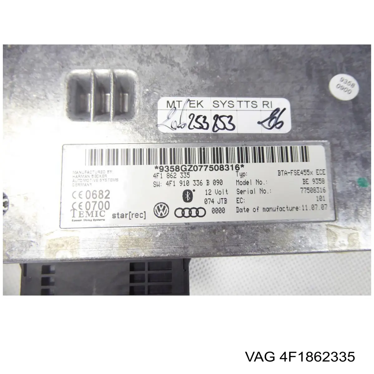 Unidade de controlo Bluetooth 4F1862335 VAG