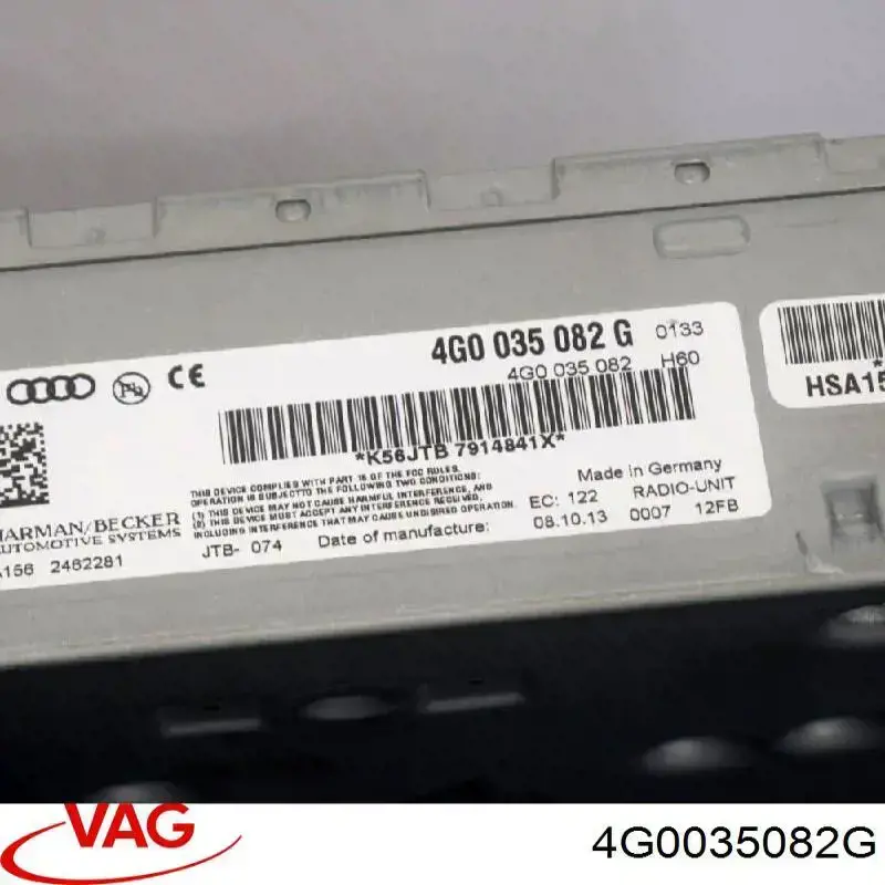 4G0035082G VAG Aparelhagem de som (rádio AM/FM)