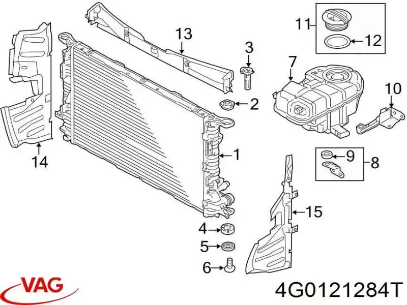 4G0121284T VAG Conduto de ar/defletor do radiador, superior