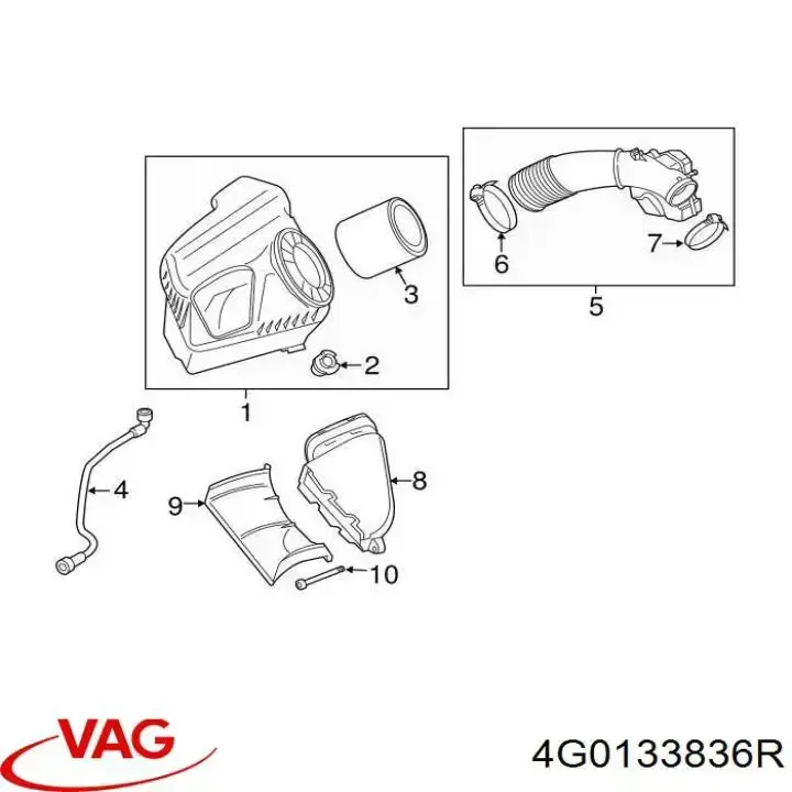Compre 4G0133836R VAG Caixa de filtro de ar