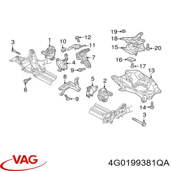 Compre 4G0199381QA VAG Coxim (suporte) direito de motor