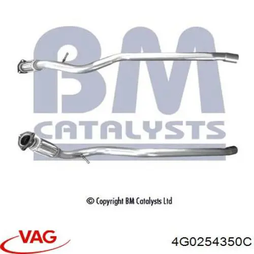 4G0254350C VAG Tubo de escape, desde o catalisador até o silenciador