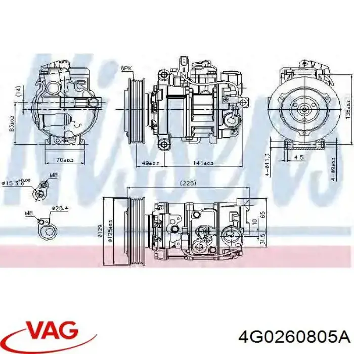 4G0260805A VAG Compressor de aparelho de ar condicionado