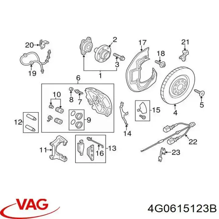 4G0615123B VAG Suporte do freio dianteiro esquerdo