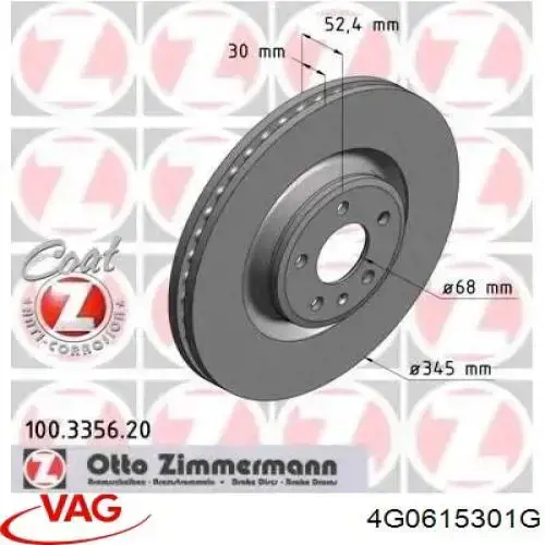 Disco do freio dianteiro VAG 4G0615301G preço, a partir de 82,22 USD