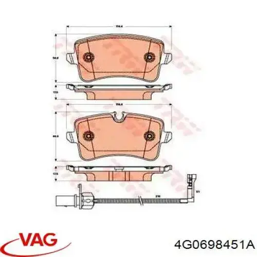 4G0698451A VAG Sapatas do freio traseiras de disco