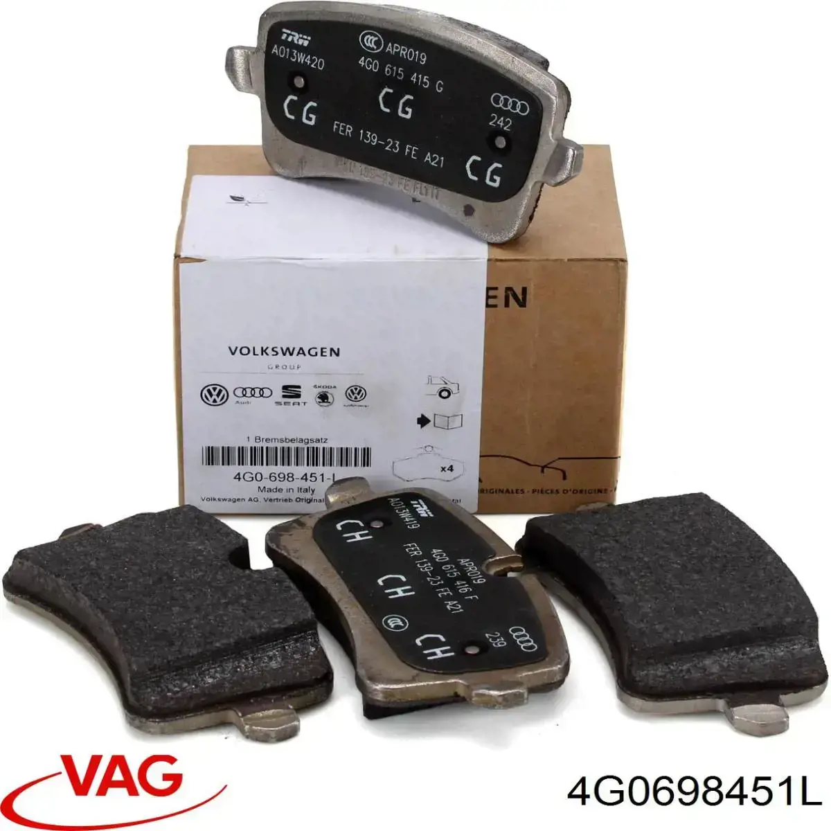 4G0698451L VAG Sapatas do freio traseiras de disco