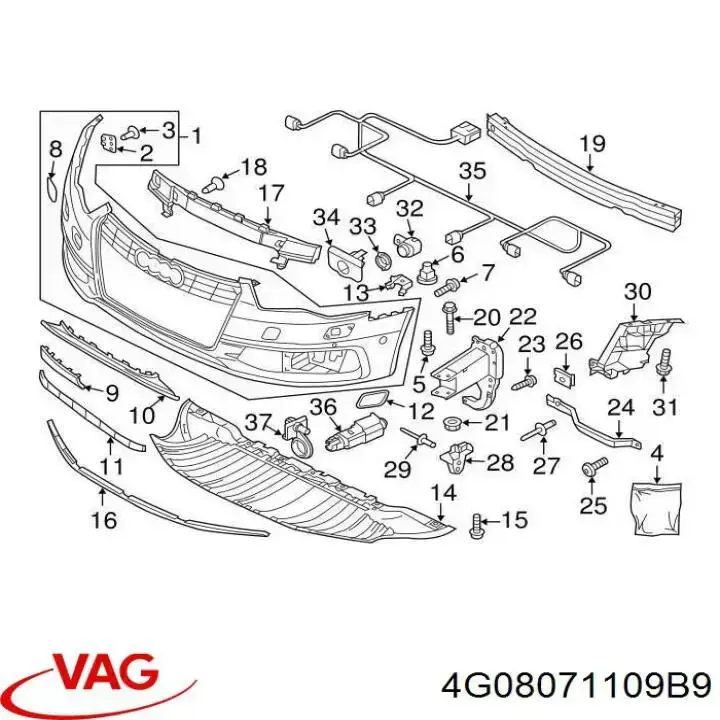 Spoiler do pára-choque dianteiro VAG 4G08071109B9 preço, a partir de 125,43 USD