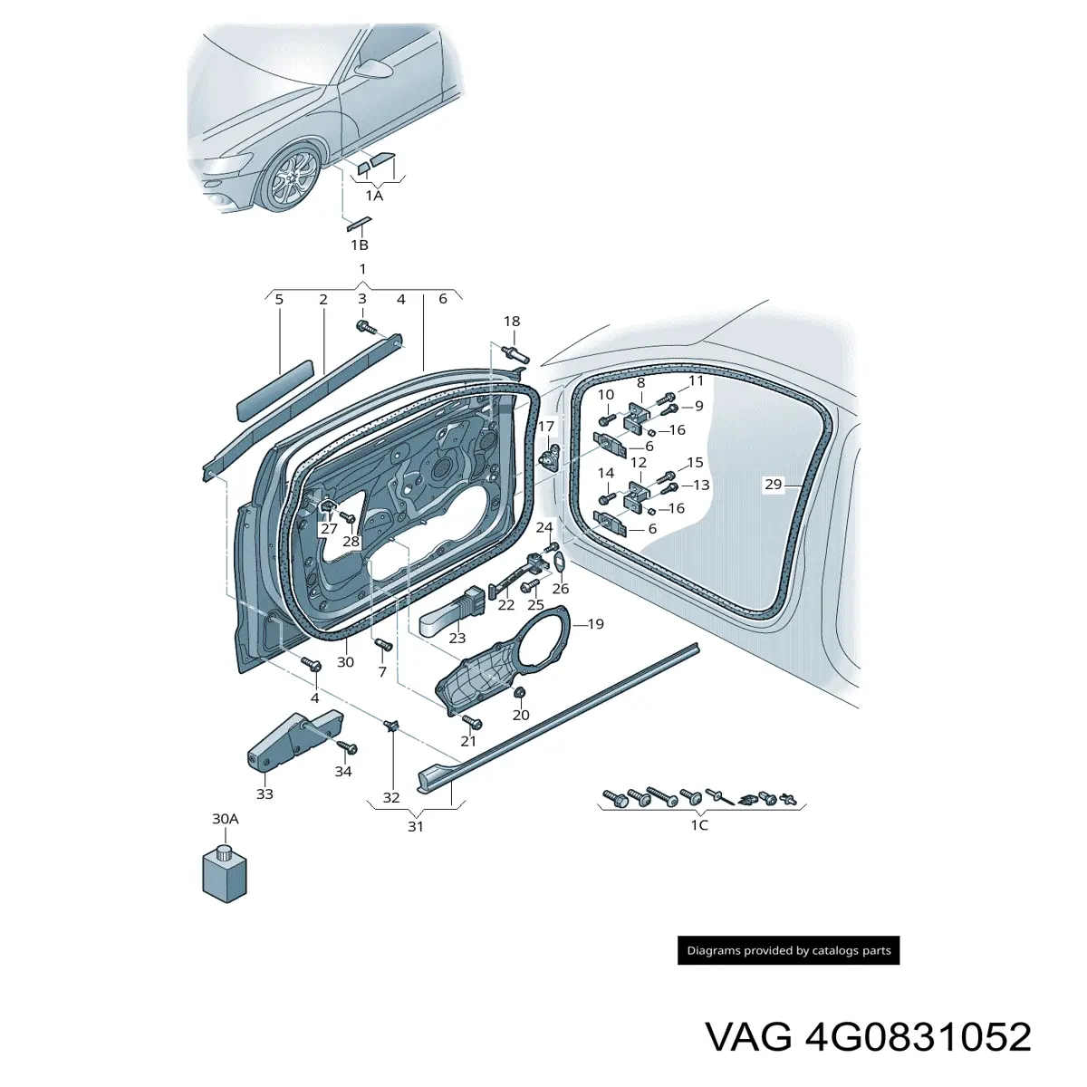 4G0831052 VAG Porta dianteira direita