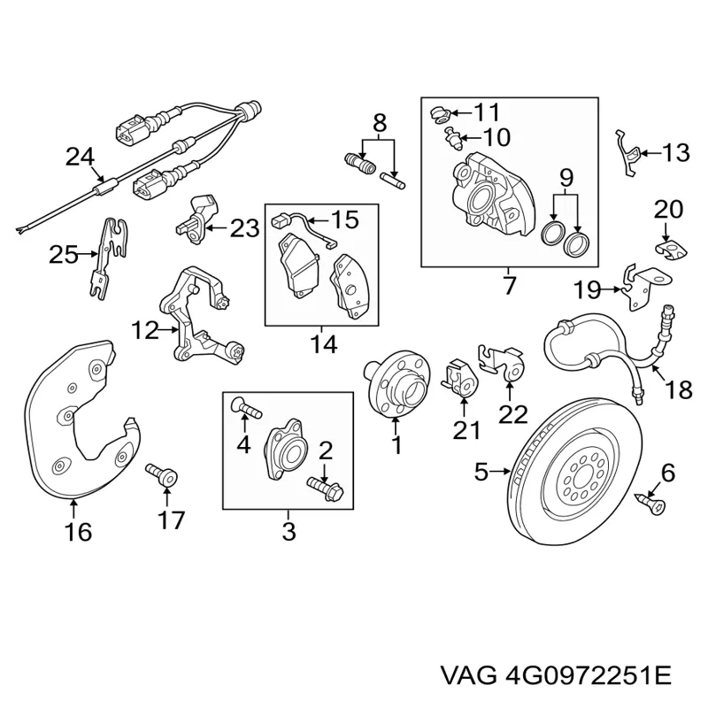 4G0972251E VAG Fio dianteiro esquerdo de sensor ABS