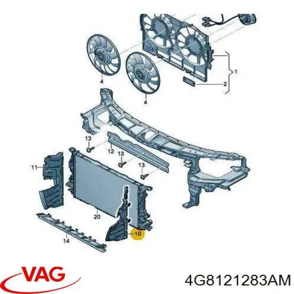Conduto de ar (defletor) esquerdo do radiador VAG 4G8121283AM preço, a partir de 105,23 USD