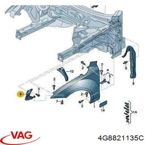 Consola dianteira de fixação do pára-lama dianteiro esquerdo VAG 4G8821135C preço, a partir de 61,32 USD