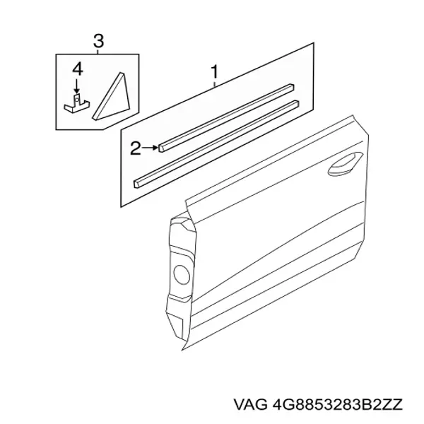 Moldura de vidro deslizante da porta dianteira esquerda VAG 4G8853283B2ZZ preço, a partir de 167,69 USD