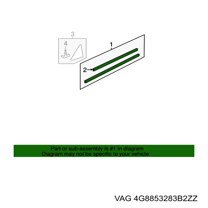 4G8853283B2ZZ VAG Moldura de vidro deslizante da porta dianteira esquerda