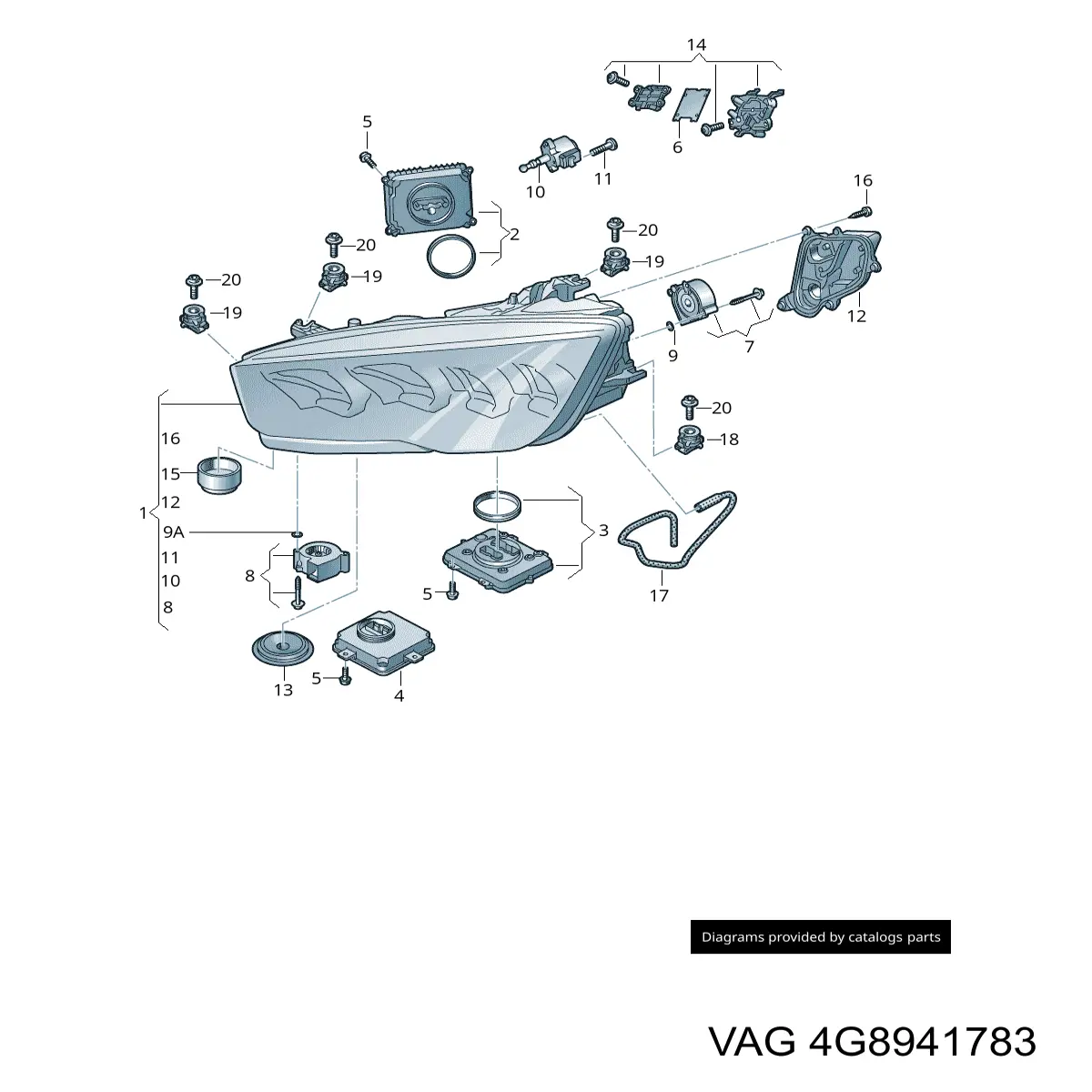 Luz esquerda VAG 4G8941783 preço, a partir de 2603,07 USD