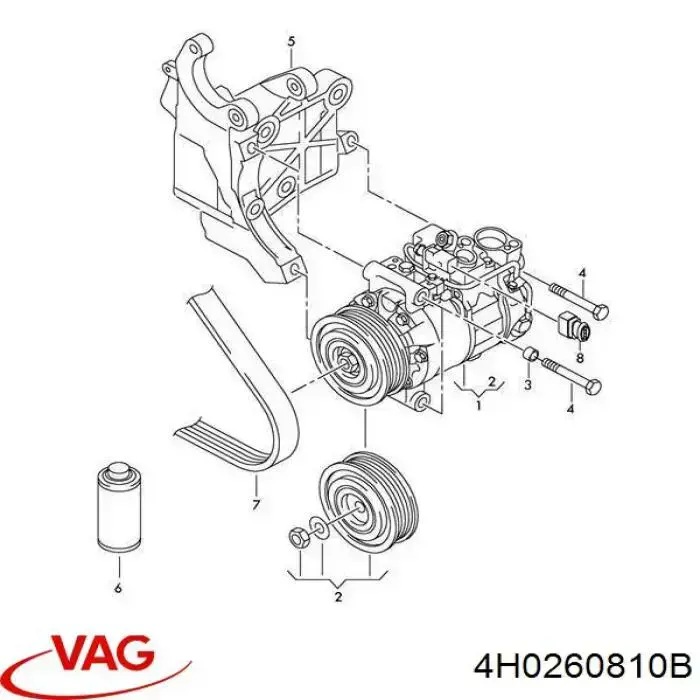 Polia do compressor de aparelho de ar condicionado VAG 4H0260810B preço, a partir de 410,85 USD