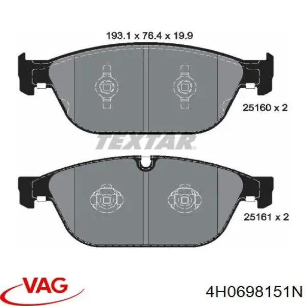 Sapatas do freio dianteiras de disco VAG 4H0698151N preço, a partir de 75,76 USD