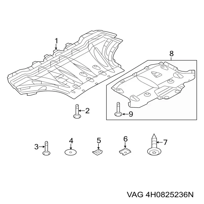 Proteção de motor traseiro VAG 4H0825236N preço, a partir de 65,60 USD