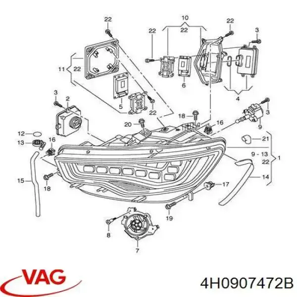 4H0907472B VAG Unidade de controlo de iluminação