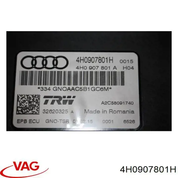 Compre 4H0907801H VAG Unidade de controlo (módulo) do freio de estacionamento eletromecânico