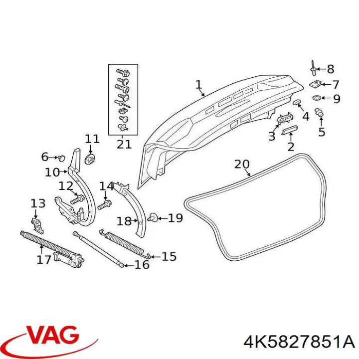 4K5827851A VAG Amortecedor de tampa de porta-malas (de 3ª/5ª porta traseira)