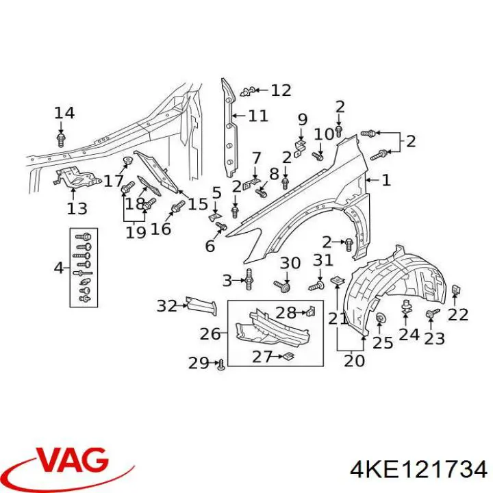 4KE121734 VAG Conduto de ar do freio de disco direito