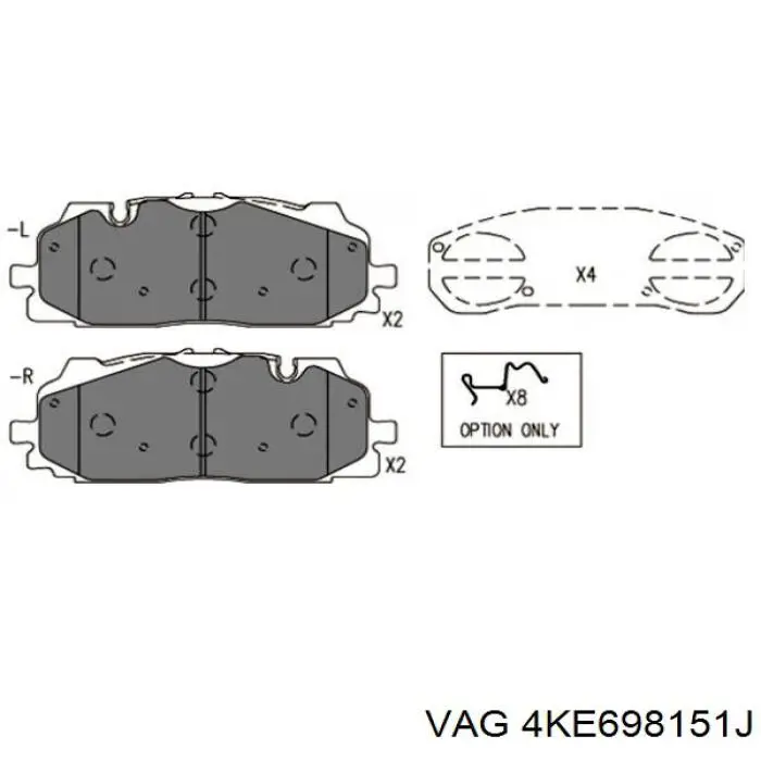 Sapatas do freio dianteiras de disco VAG 4KE698151J preço, a partir de 50,92 USD
