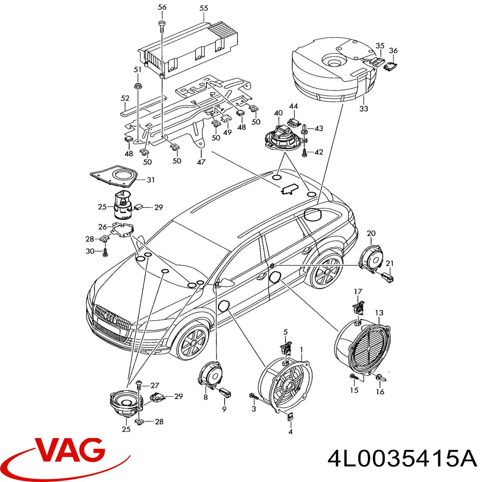 4L0035415A VAG Alto-falante da porta dianteira