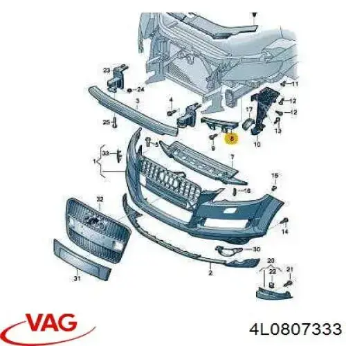 Consola do pára-choque dianteiro esquerdo VAG 4L0807333 preço, a partir de 42,25 USD