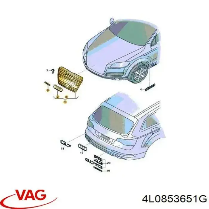 Grelha do radiador 3L853023 AND