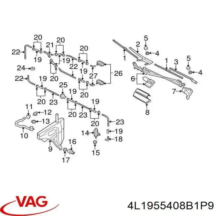 Compre 4L1955408B1P9 VAG Braço de limpa-pára-brisas do pára-brisas