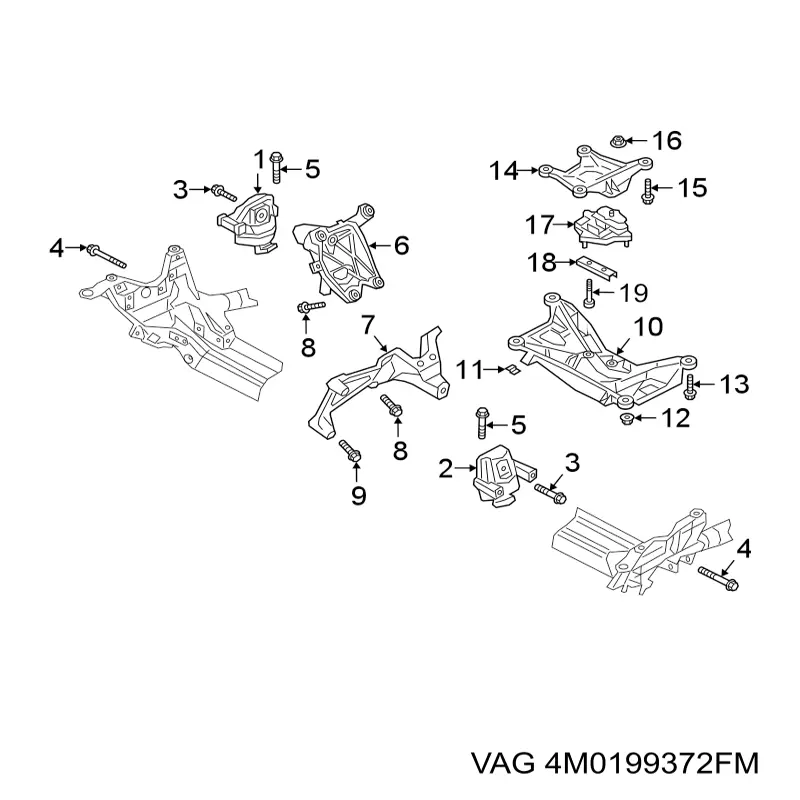Coxim (suporte) direito de motor VAG 4M0199372FM preço, a partir de 119,84 USD