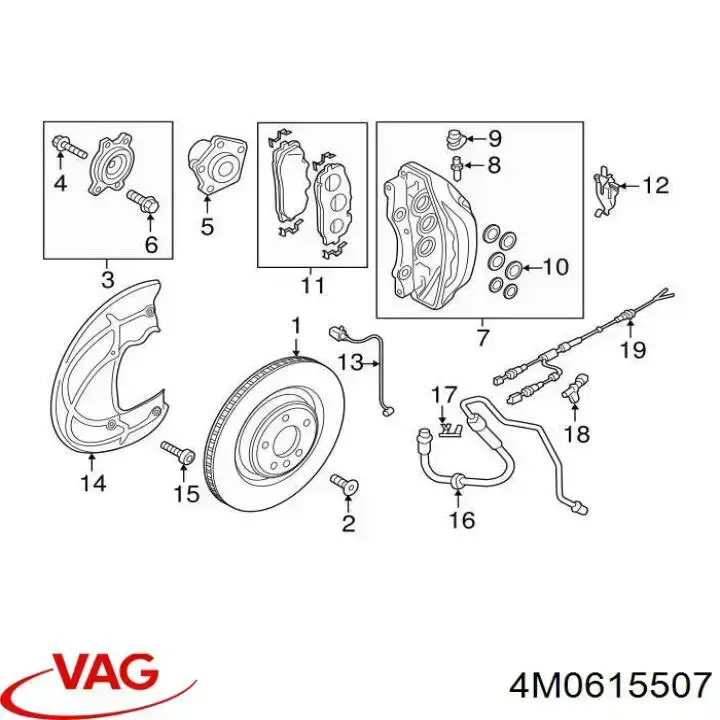 Kit de reparação de suporte do freio dianteiro VAG 4M0698507 preço, a partir de 28,01 USD