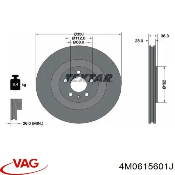 Disco do freio traseiro VAG 4M0615601J preço, a partir de 104,64 USD
